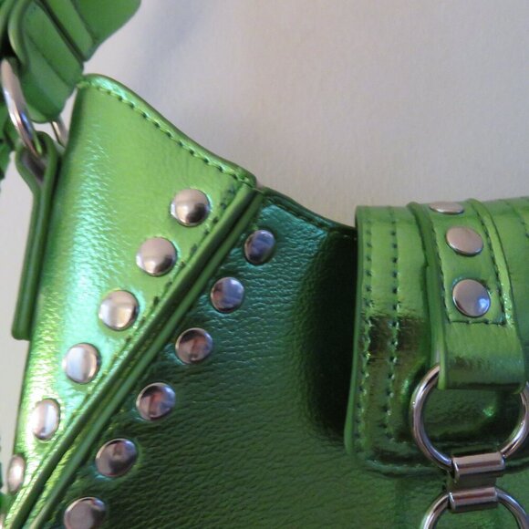 URBAN OUTFITTERS Devon Studded Mini Shoulder Bag in Metallic Green Y2K Glam NWT - Picture 6 of 15